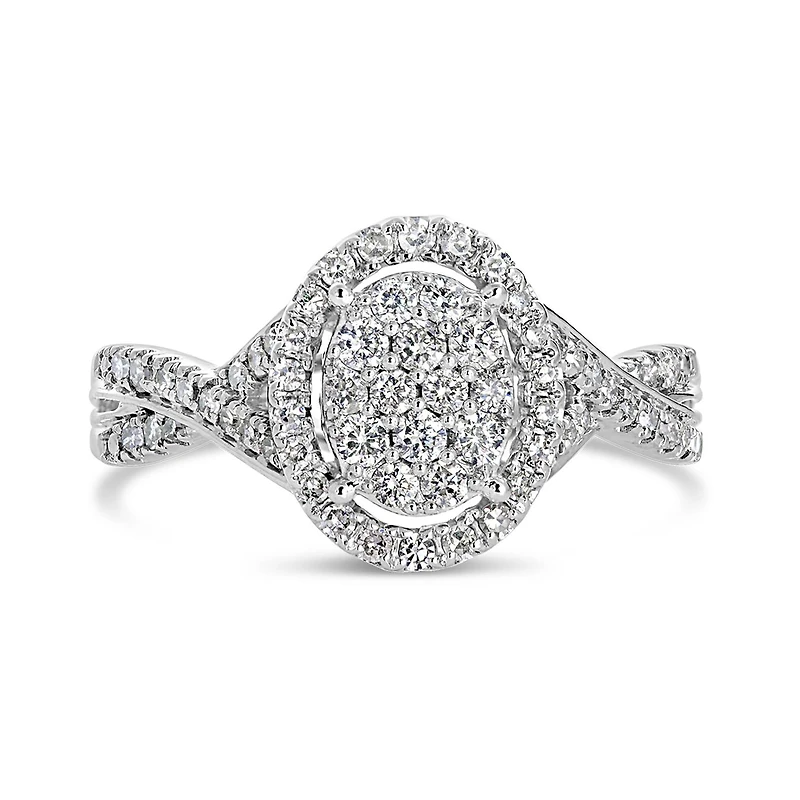 10K White Gold 0.50CTW Oval Diamond Ring