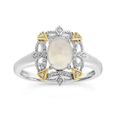 Sterling Silver with 10K Yellow Opal & 0.10CTW Diamond Ring