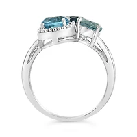 Sterling Silver Swiss, Sky & London Blue Topaz Ring