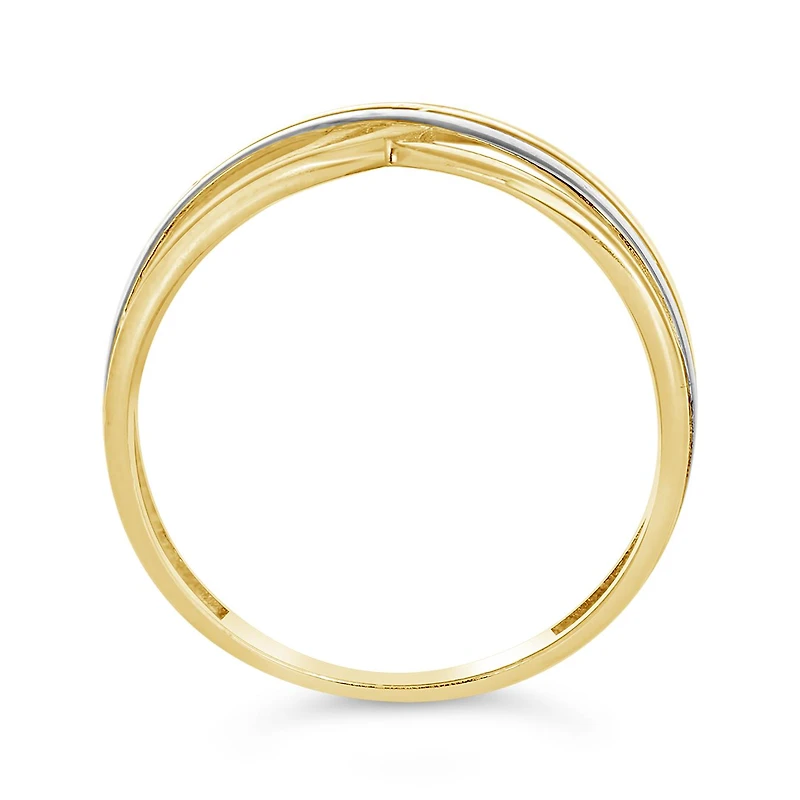 10K Yellow and White Gold Crossed Ring