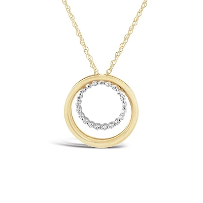 10K Yellow Gold 0.10Ctw Diamond Circle Pendant