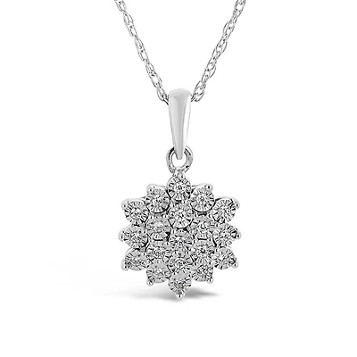 Sterling Silver 0.09CTW Diamond Snowflake Pendant