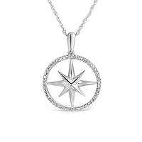 Sterling Silver 0.06CTW Diamond Compass Pendant