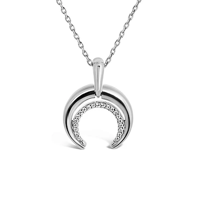 Sterling Silver 0.07Ctw Diamond Moon Pendant