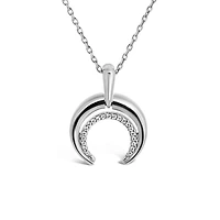 Sterling Silver 0.07Ctw Diamond Moon Pendant