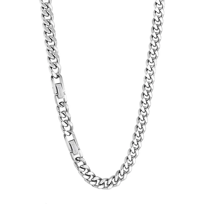 Stainless Steel 9.4mm 22"+2 Curb Cubic Zirconia Necklace