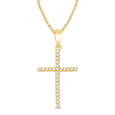 10K Yellow Gold 0.05CTW Diamond Cross Pendant