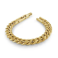 Stainless Steel Gold 12mm 8+.5" Brushed & Polished Bracelet