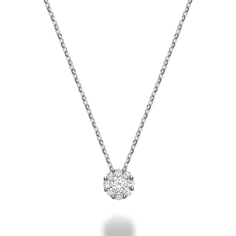 10K White Gold 0.08CTW Diamond Cluster Pendant