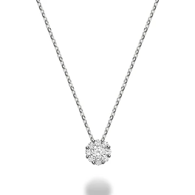 10K White Gold 0.08CTW Diamond Cluster Pendant