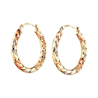 10K Tri-Colour Gold Twisted Hoop Earrings