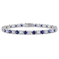 Julianna B Sterling Silver Created Blue & White Sapphire Bracelet