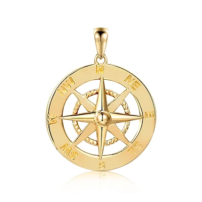 10K Yellow Gold Nautical Compass Pendant