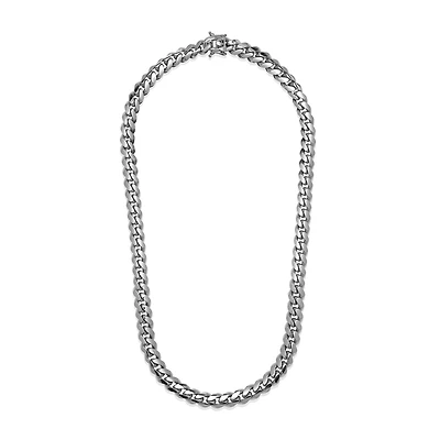 Sterling Silver 24" 9.3mm Miami Cuban Chain