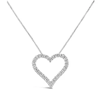 14K White Gold Lab Grown 0.50CTW Diamond Heart Pendant