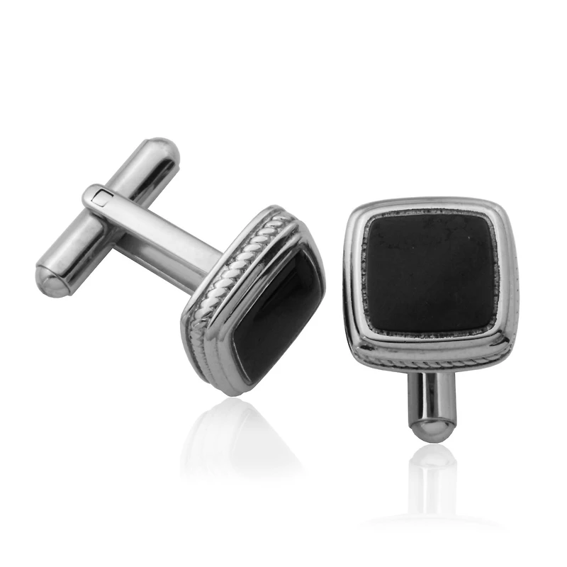 Steelx Cubed Cuff Link In Black And High Polish