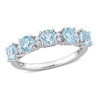 Julianna B Sterling Silver Sky Blue Topaz & White Topaz Ring