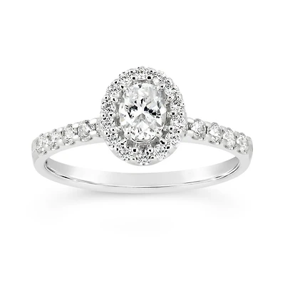Glacier Fire 14K White Gold Oval 0.60CTW Bridal Ring