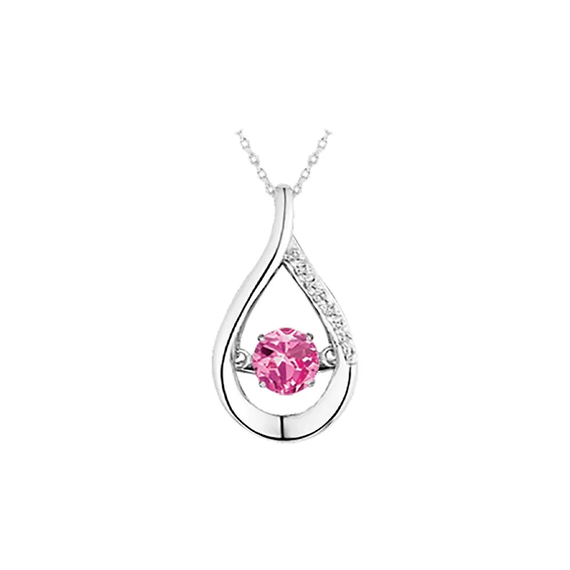 Sterling Silver Created Sapphire & Cubic Zirconia Dancing Pendant