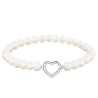 Sterling Silver 6-7mm Freshwater Pearl & Cubic Zirconia Bracelet