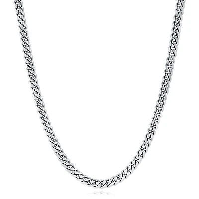 Stainless Steel 7.7mm Curb Link 24" Necklace