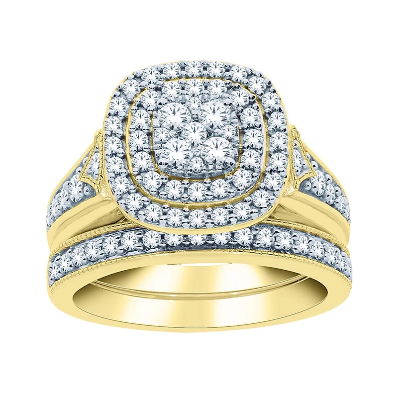 10K Yellow Gold 1.00CTW Diamond Bridal Set