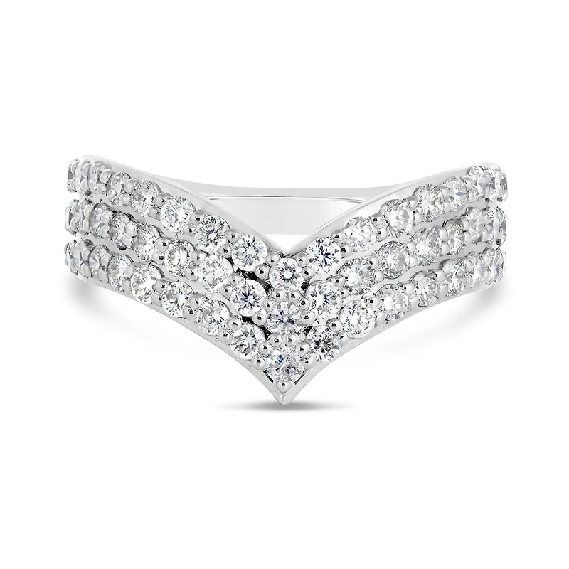 10K White Gold 1.00CTW Diamond Chevron Band