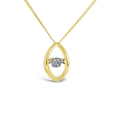 10K Yellow and White Gold 0.02CT Dancing Diamond Pendant