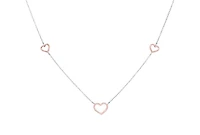 10K Rose and White Gold 17" 3 Stations Open Heart Necklace