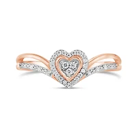 10K Rose Gold 0.10CTW Diamond Heart Ring