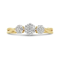 10K Yellow Gold 0.25CTW Diamond Three Cluster Ring