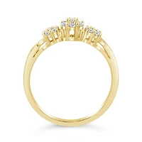 10K Yellow Gold 0.25CTW Diamond Three Cluster Ring