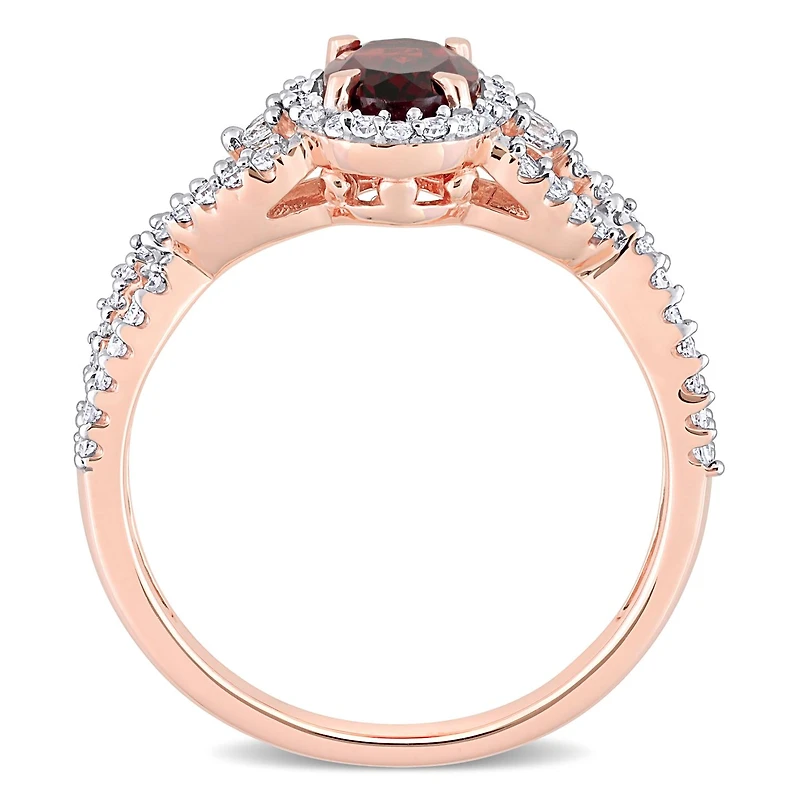 Julianna B 10K Rose Gold Garnet, White Topaz & 0.30CTW Diamond Ring