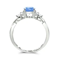 10K White Gold Tanzanite & White Sapphire Ring