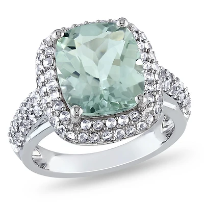 Julianna B Sterling Silver Green Quartz & Created White Sapphire Ring