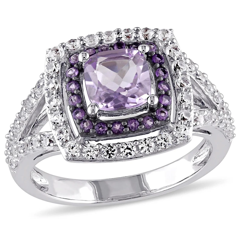 Julianna B Sterling Silver Amethyst & Created White Sapphire Ring