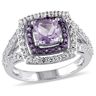 Julianna B Sterling Silver Amethyst & Created White Sapphire Ring