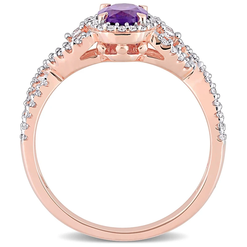 Julianna B 10K Rose Gold Amethyst, White Sapphire & Diamond Ring