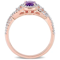 Julianna B 10K Rose Gold Amethyst, White Sapphire & Diamond Ring