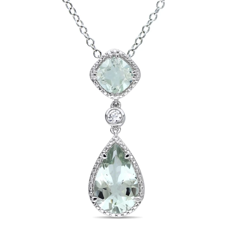 Julianna B Green Quartz & Created White Sapphire Pendant