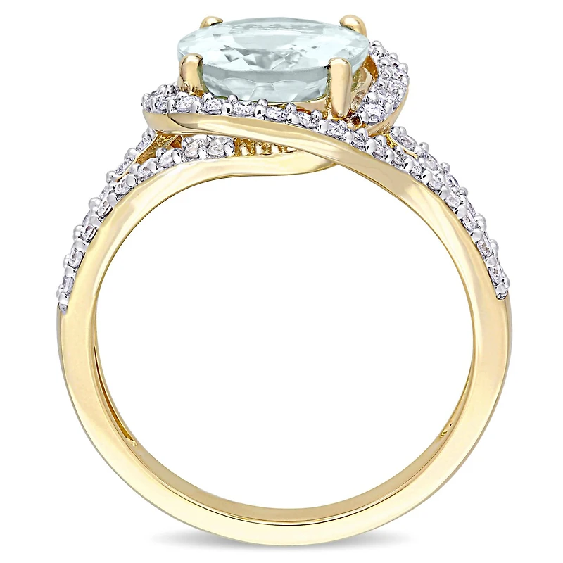 Julianna B 14K Yellow Gold Aquamarine & 0.50CTW Diamond Ring
