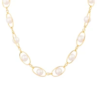 Sterling Silver 10K Yellow Gold Plated 11-12mm 18" Freshwater Pearl Necklace