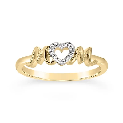 10K Yellow Gold 0.04CTW Diamond Mom Ring