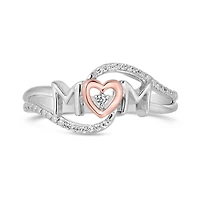 Sterling Silver & 10K Rose Gold 0.04CTW Diamond Mom Ring