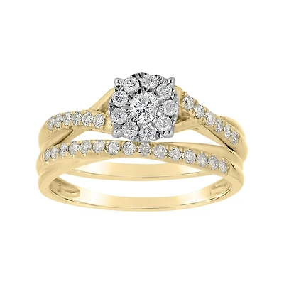 10K Yellow Gold & White Gold 0.50CTW Diamond Bridal Set