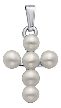 Sterling Silver Cross Cultured Pearls with 15" chain.