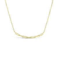 10K Yellow Gold Paperclip Bar Necklace