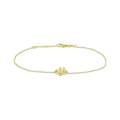 10K Yellow Gold Cubic Zirconia Flower Bracelet