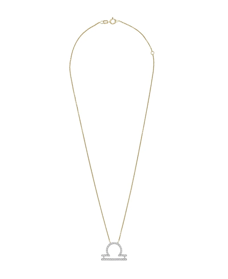 10K Yellow Gold Libra 0.10CTW Diamond Pendant