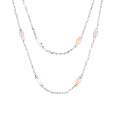 36" Endless 7-8mm Freshwater Pearl Necklace with Glass Beads